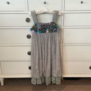 KENZO slate blue embellished babydoll tank mini dress